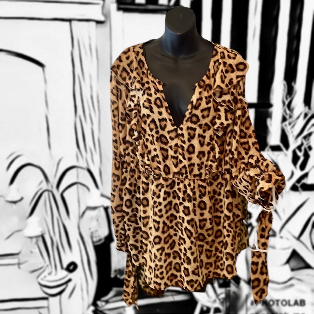 Love & Legend Leopard Print Sheer Beautiful Blouse